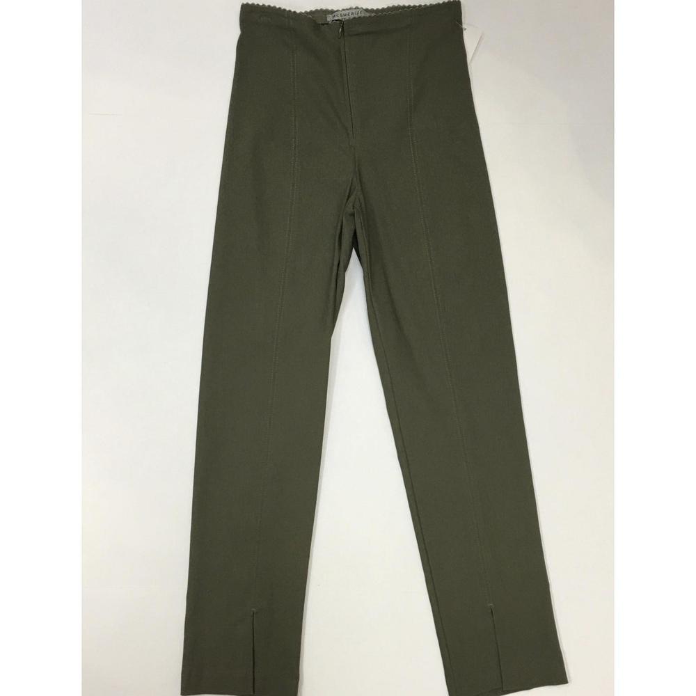 NEW MESMERIZE zip frontlong pants w/slit in olive